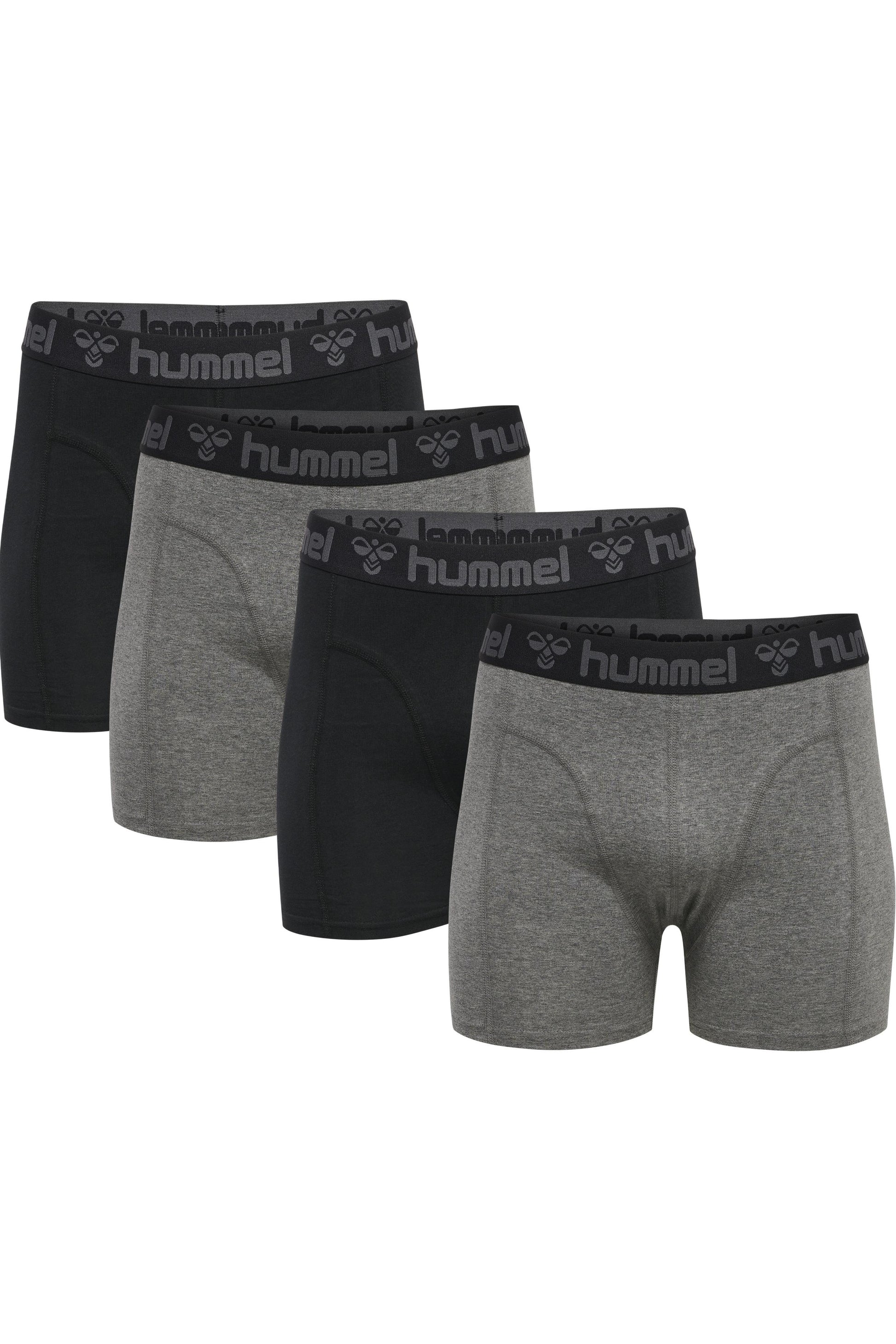 HUMMEL - Hmlmarston 4-pack Boxers - Black/dark Grey Melange