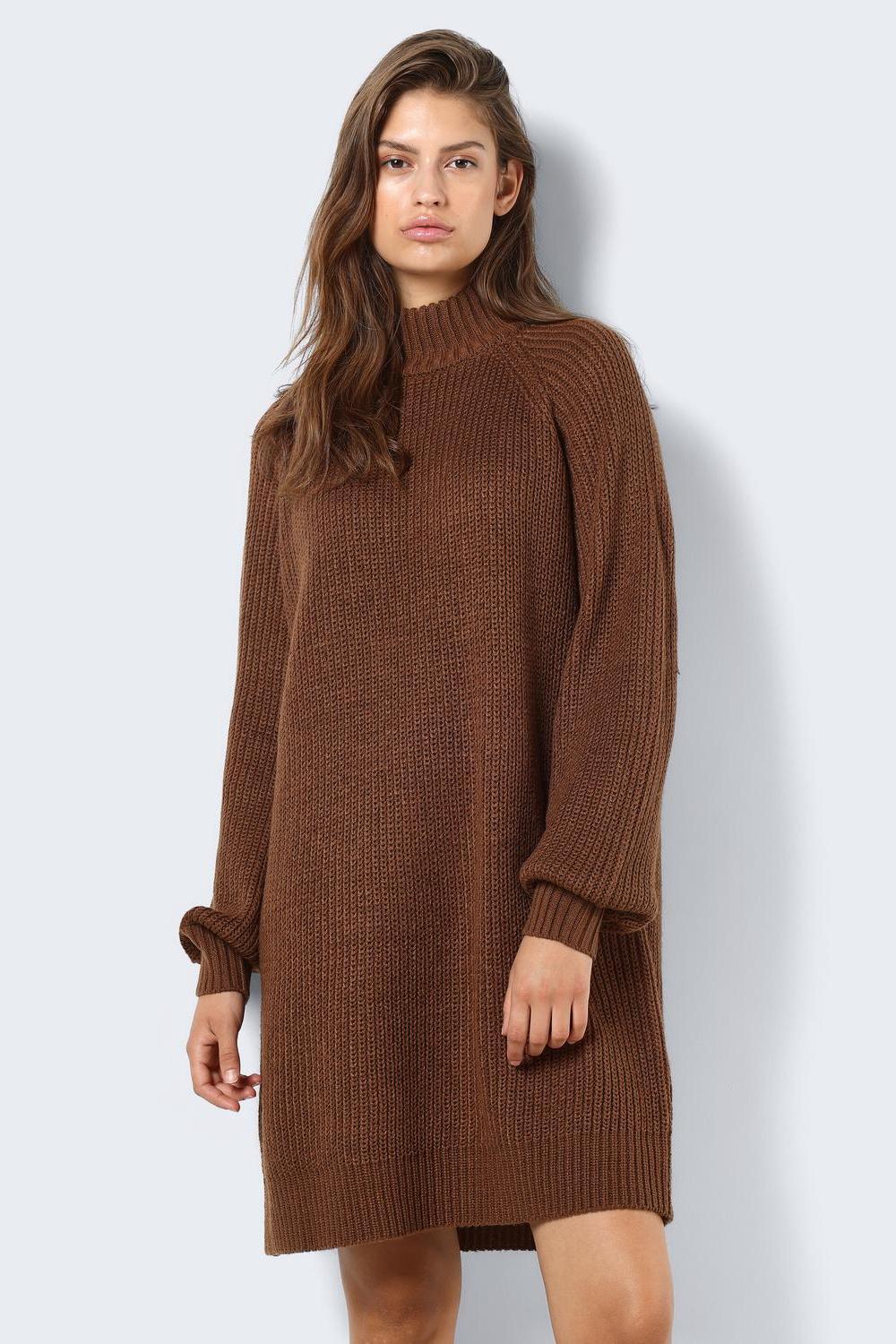 NOISY MAY - Timmy L/s Knit Dress - Brown